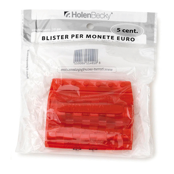 MD_83534 Portamonete - PVC - 5 cent - rosso - HolenBecky - blister 20 pezzi - immagine 1