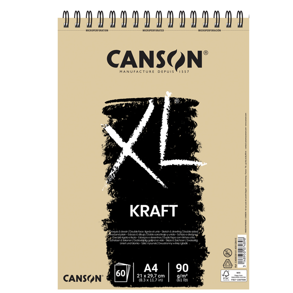 MD_85642 Album spiralato lato corto XL kraft - A4 - 90 gr - 60 fogli - Canson - immagine 1