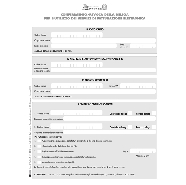 MD_85735 Modulo per conferimento revoca - fatt. elettronica - 29,7x21cm - Edipro - immagine 1