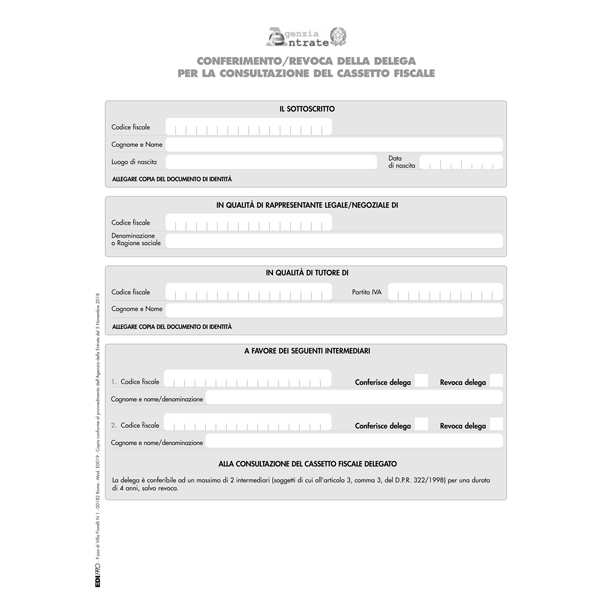 MD_85736 Modulo per conferimento revoca - cass. Fiscale - 29,7x21cm - Edipro - immagine 1