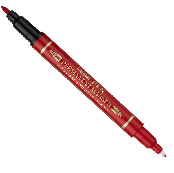 MD_85827 Marcatore permanente Twin tip - doppia punta fine-extra fine - rosso - Pentel - immagine 1