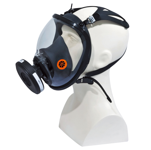 MD_85877 Maschera completa M9300 Strap Galaxy - policarbonato/silicone - nero/arancio - Deltaplus - immagine 1
