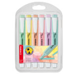 Evidenziatore Swing Cool Pastel - punta a scalpello - tratto 1 - 4 mm - colori assortiti - Stabilo - astuccio 6 pezzi