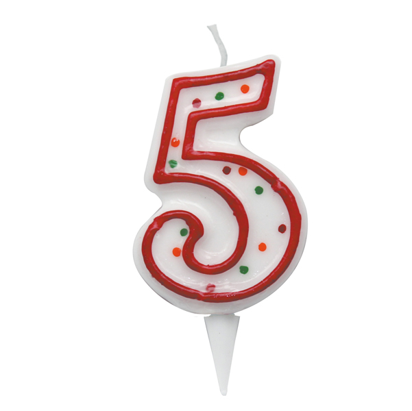 MD_85971 Candelina Zuccherino - numero 5 - H 8.5 cm - Big Party - immagine 1