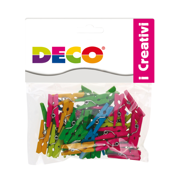 MD_86076 Mollettine mini - in legno - colori neon - 25 mm - Deco - conf. 45 pezzi - immagine 1