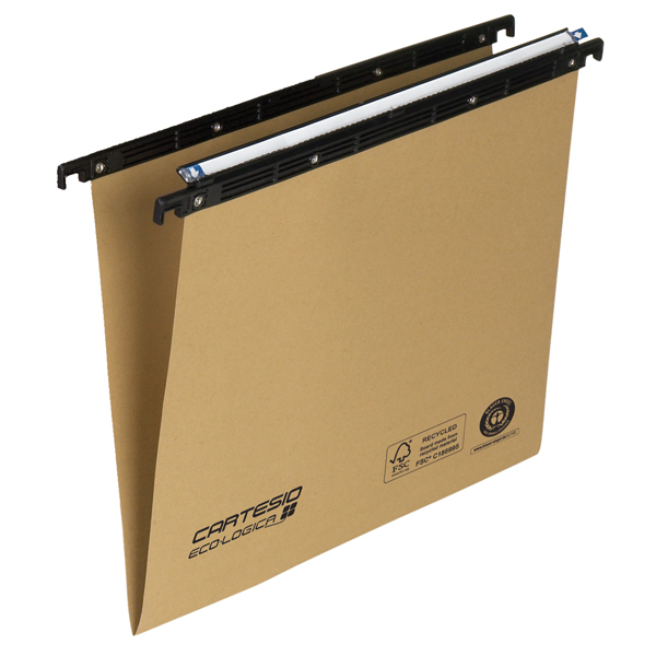 MD_86114 Cartella sospesa Cartesio Eco-logica - cassetto - 33 cm - fondo V - 31,3 x 25 cm - avana - Bertesi - immagine 1