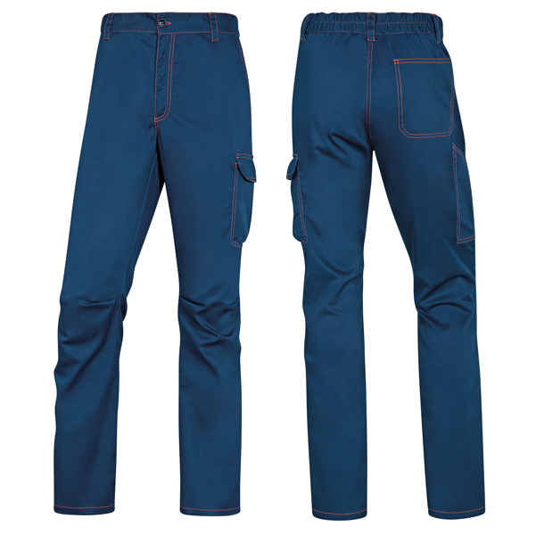 MD_86184 Pantalone da lavoro Panostrpa - sargia/poliestere/cotone/elastan - taglia M - blu/arancio - Deltaplus - immagine 1