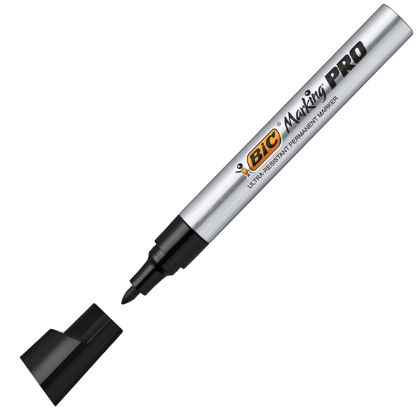 MD_86204 Marcatori permanenti Marking Pro - punta tonda - nero - Bic - scatola 12 pezzi - immagine 1