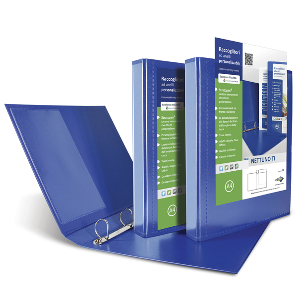 MD_86226 Raccoglitore personalizzabile Nettuno Ti - 22 x 30 cm - 4 anelli a D 30 mm - dorso 3,5 cm - blu - Sei Rota - immagine 1