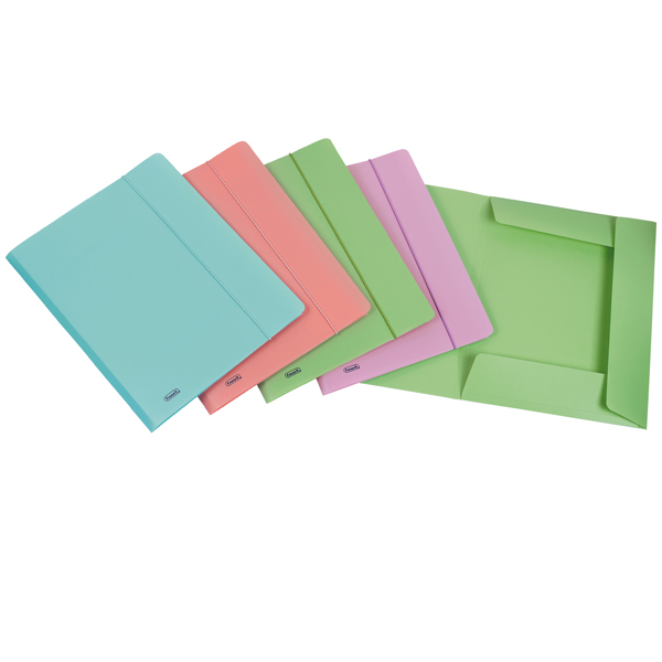 MD_86566 Cartella 3 lembi con elastico Pastel - 24 x 33cm - dorso 1 cm - PP - colori assortiti - Favorit - immagine 1