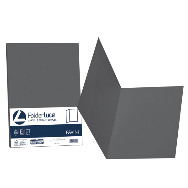 MD_86587 Cartellina semplice Luce - 200 gr - A4 - grafite - cartoncino bristol - Favini - conf. 50 pezzi - immagine 1