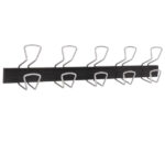 Appendiabiti da muro - 5 posti - 76 x 7,2 x 16 cm - metallo/ABS - nero/grigio metallizzato - Alba