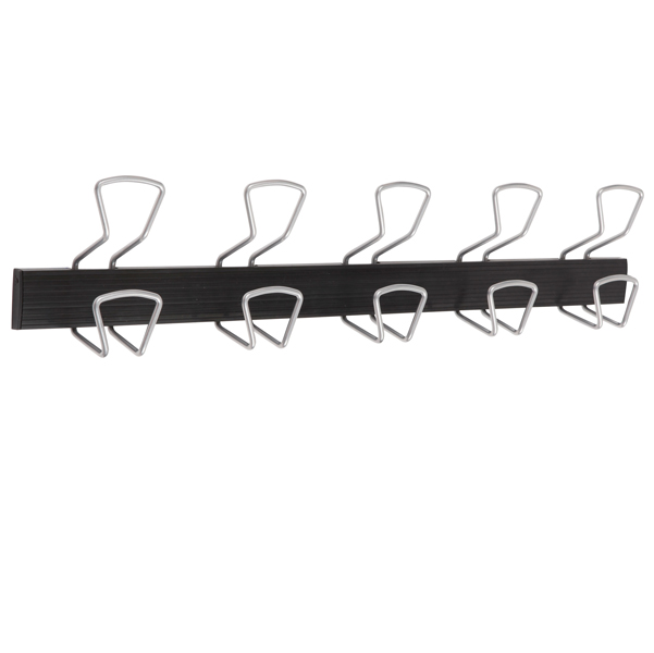MD_86616 Appendiabiti da muro - 5 posti - 76 x 7,2 x 16 cm - metallo/ABS - nero/grigio metallizzato - Alba - immagine 1