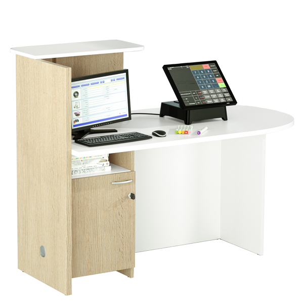 MD_86659 Reception concept - destra - 143 x 83 x 117 cm - bianco/rovere - immagine 1