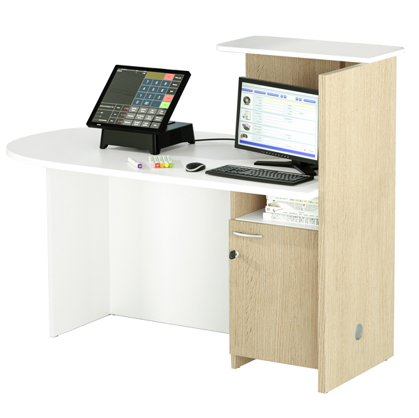 MD_86661 Reception concept - sinistra - 143 x 83 x 117 cm - bianco/rovere - immagine 1