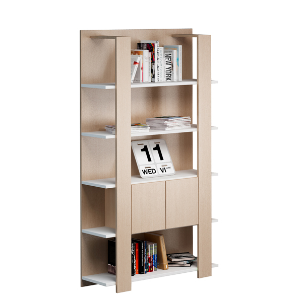 MD_86663 Libreria alta Concept - 5 ripiani - 100 x 38,6 x 198 cm - bianco/rovere - immagine 1