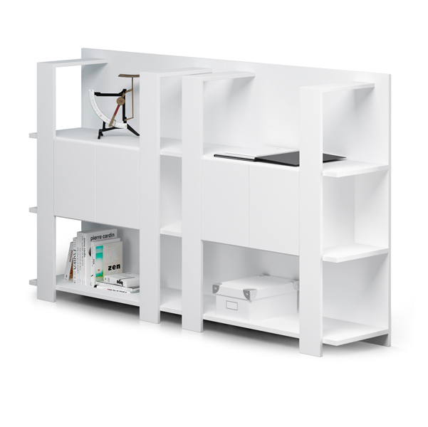 MD_86665 Libreria bassa Concept - 3 ripiani - 100x38,6x124 cm - bianco - immagine 1