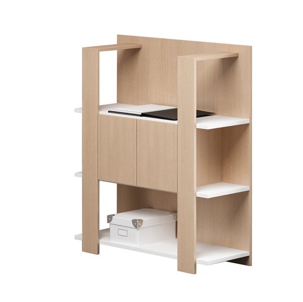 MD_86666 Libreria bassa Concept - 3 ripiani - 100x38,6x124 cm - bianco/rovere - immagine 1