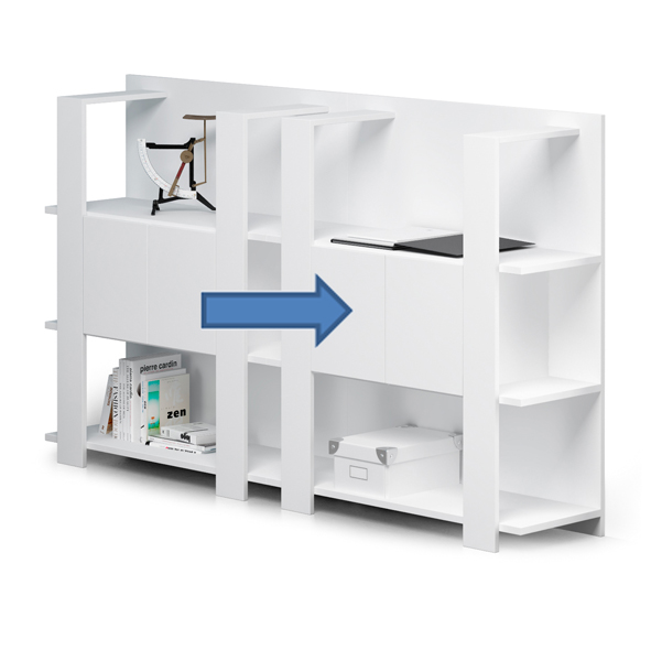 MD_86668 Coppia antine + paretine per libreria Concept - 60x36,8 cm - bianco - immagine 1