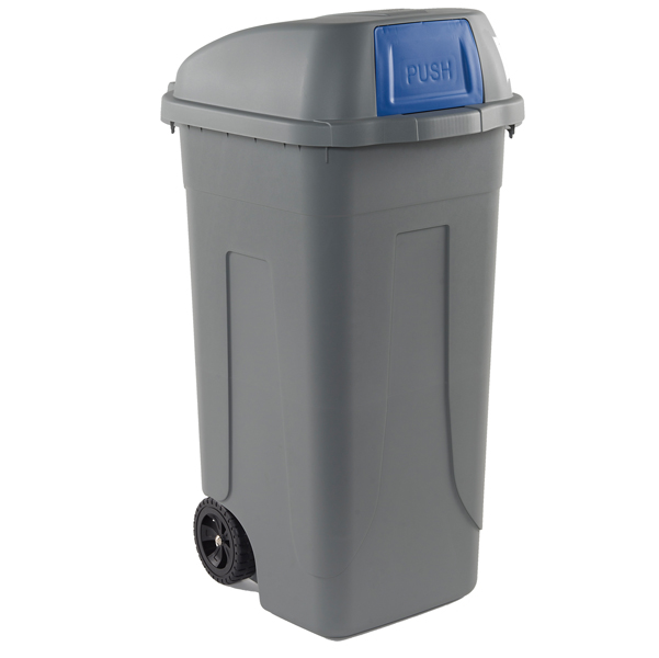 MD_86735 Bidone mobile Push - con coperchio - 49x54x95 cm - 100 L - grigio/blu - Mobil Plastic - immagine 1