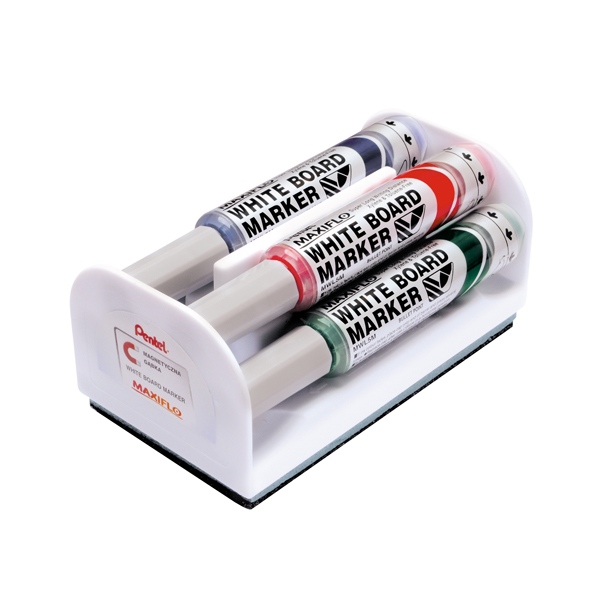 MD_86850 Marcatori Maxiflo con cancellino - punta conica 6 mm - colori assortiti - Pentel - set 4 + 1 pezzi - immagine 1