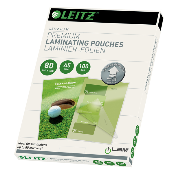 MD_86974 Pouches iLAM UDT - plastificazione a caldo - A5 - 154 x 216 mm - 2 x 80 micron - Leitz - scatola 100 pezzi - immagine 1