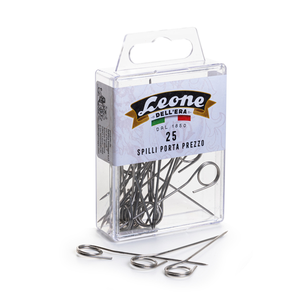 MD_87591 Spilli portaprezzi - inox - Leone - conf. 25 pezzi - immagine 1