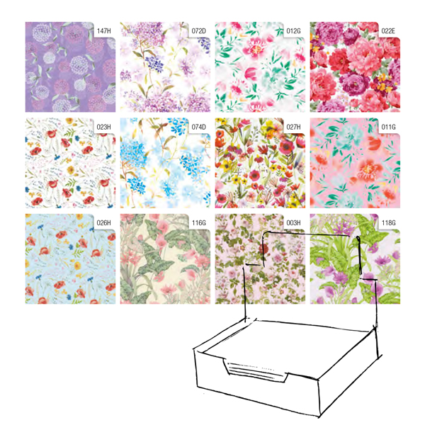 MD_88307 Carta regalo - raso - Fiori - 70 x 100 cm - Rex Sadoch - scatola 100 fogli - immagine 1
