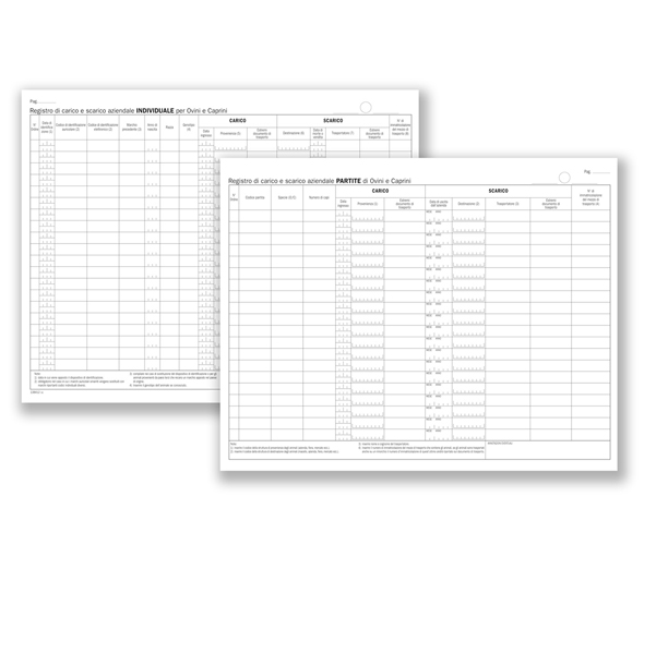 MD_88673 Registro carico/scarico ovini/caprini - 46 pagine numerate - 24,5 x 31 cm - DU138412000 - Data ufficio - immagine 1