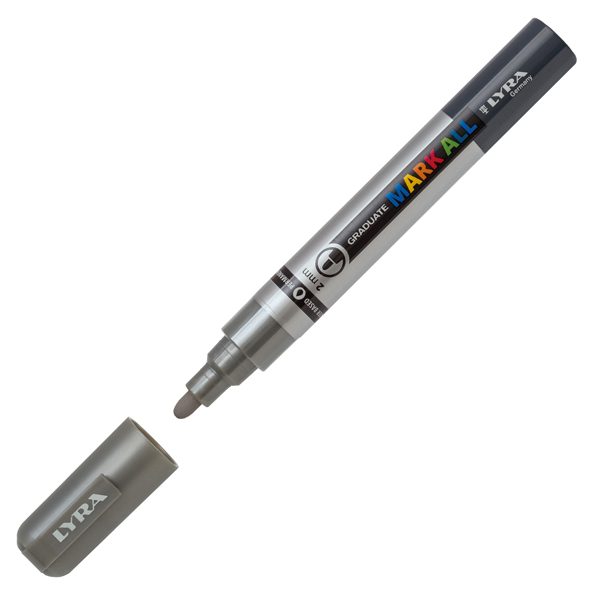 MD_88934 Marcatore a base d'acqua Graduate Mark All - punta tonda 2mm - argento - Lyra - immagine 1
