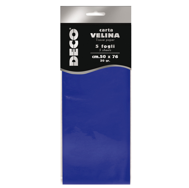 MD_89121 Carta velina - 50 x 76 cm - 20 gr - blu - Deco - busta 5 fogli - immagine 1