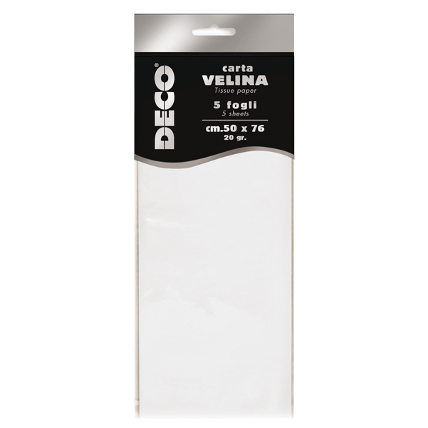 MD_89124 Carta velina - 50 x 76 cm - 20 gr - bianco perlescente - Deco - busta 5 fogli - immagine 1