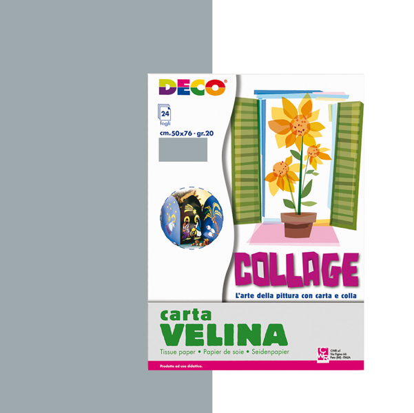 MD_89148 Carta velina - 50 x 76 cm - 20 gr - argento - Deco - busta 24 fogli - immagine 1