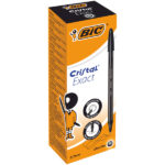 Penna a sfera con cappuccio Cristal Exact - punta 0,7 mm - nero - Bic - scatola 20 pezzi