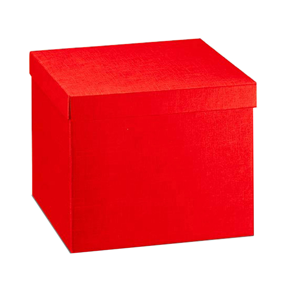 MD_89391 Scatola con coperchio - 30x30x24 cm - seta rosso - Scotton - immagine 1