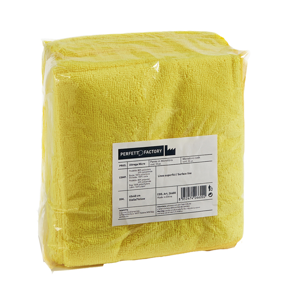 MD_89408 Panni microfibra Ultrega - 40 x 40 cm - giallo - PerfettoFactory - conf. 10 pezzi - immagine 1