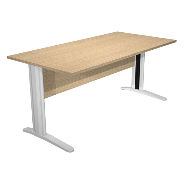 MD_89527 Scrivania lineare Easy - 160 x 80 x 72 cm - Rovere/grigio cromato - immagine 1