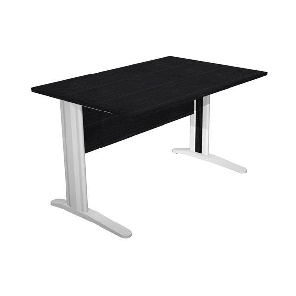 MD_89531 Scrivania lineare Easy - 120 x 80 x 72 cm - Nero venato/grigio cromato - immagine 1