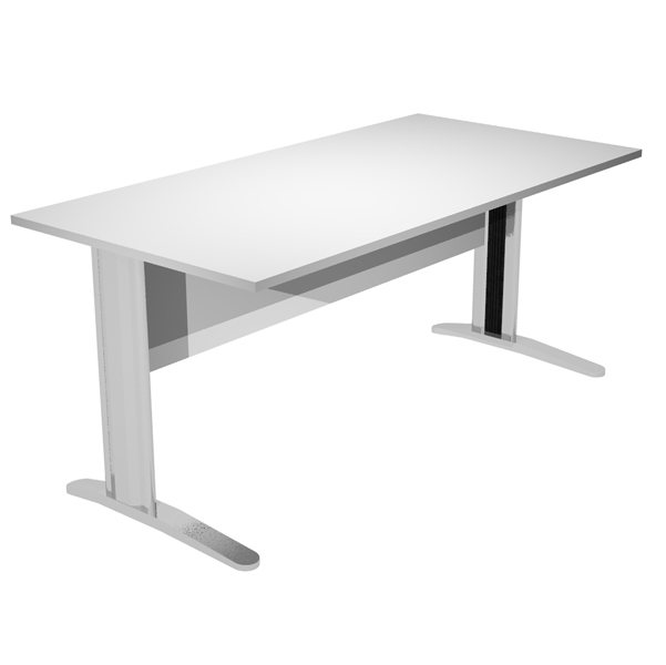 MD_89532 Scrivania lineare Easy - 120 x 80 x 72 cm - Grigio/grigio cromato - immagine 1