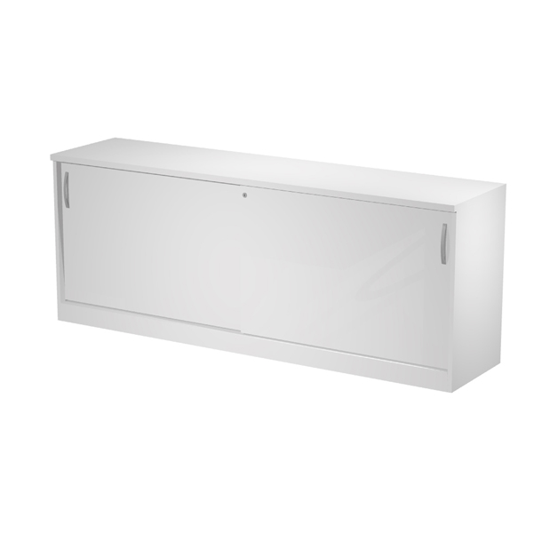 MD_89561 Mobile Agorà - basso - con ante scorrevoli - 185 x 46 x 73 cm - bianco - immagine 1