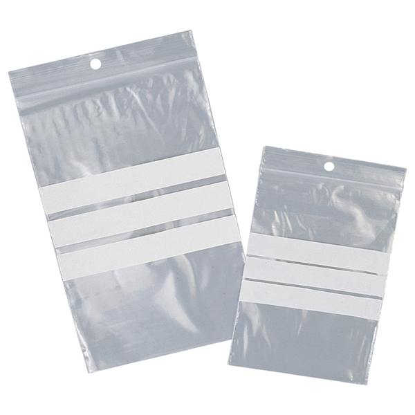 MD_89938 Sacchetti zip - con bande scrivibili e foro - 8 x 12 cm - 50 micron - LDPE - Viva - conf. 100 pezzi - immagine 1