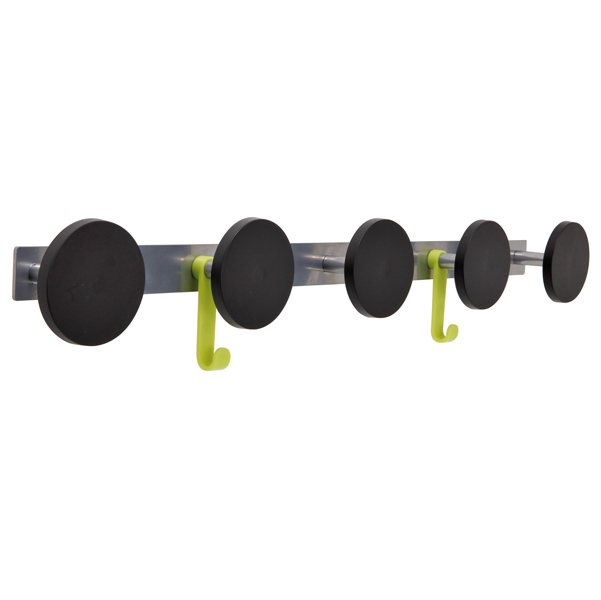 MD_89989 Appendiabiti da muro - 5 posti - 77 x 9 cm - nero/acciaio - Alba - immagine 1