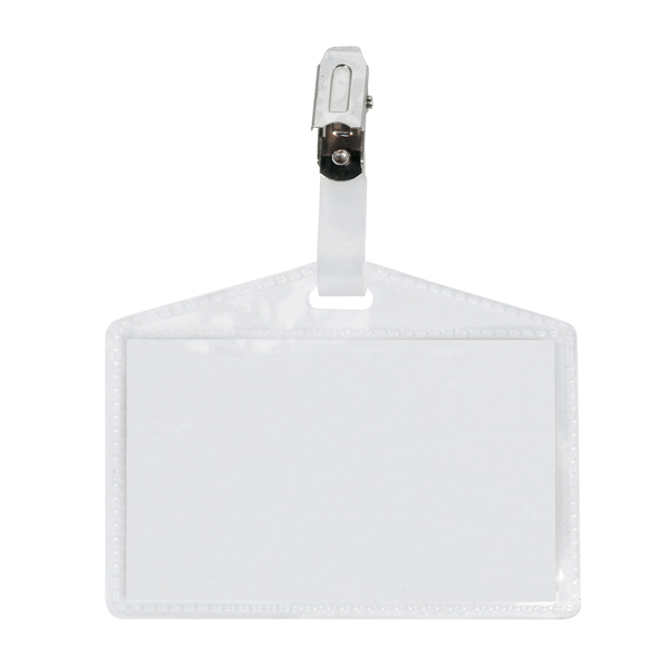 MD_90007 Portanome Pass 3P - clip in metallo - senza cartoncino - 9,5 x 6 cm - PP - buccia - Sei Rota - conf. 10 pezzi - immagine 1