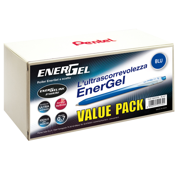 MD_90024 Roller a scatto Energel Slim - punta 0,7 mm - blu - Pentel - value pack 20+4 pezzi - immagine 1