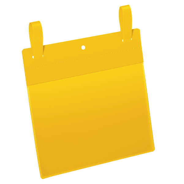 MD_90111 Buste identificative - con fascette di aggancio - A5 orizzontali - giallo - Durable - conf. 50 pezzi - immagine 1