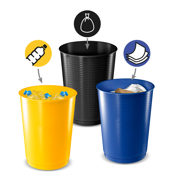 MD_90198 Cestino raccolta differenziata - 40 L - giallo/blu/nero - Cep - set 3 pezzi - immagine 1