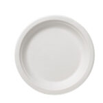 Piatto piano monouso Bio - rotondo - diametro 22 cm - cellulosa/canna da zucchero - bianco - Leone - conf. 50 pezzi