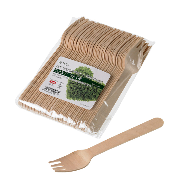 MD_90282 Forchette in legno - 16 cm - Leone - conf. 48 pezzi - immagine 1