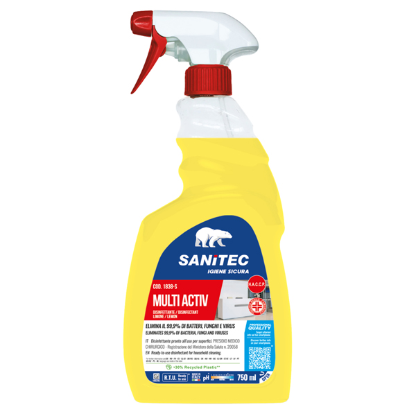 MD_90402 Sgrassatore disinfettante Multi Activ - trigger 750 ml - limone - Sanitec - immagine 1