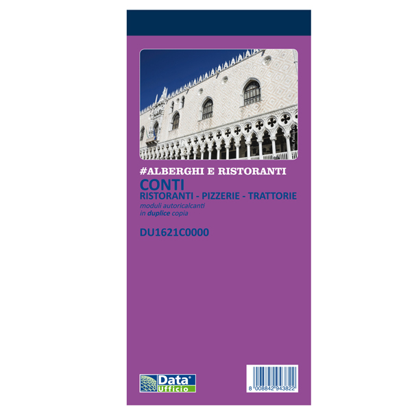 MD_90887 Blocco conti ristoranti/pizzerie/trattorie - 50 copie - 21,5 x 10 cm - DU1621C0000 - Data Ufficio - immagine 1